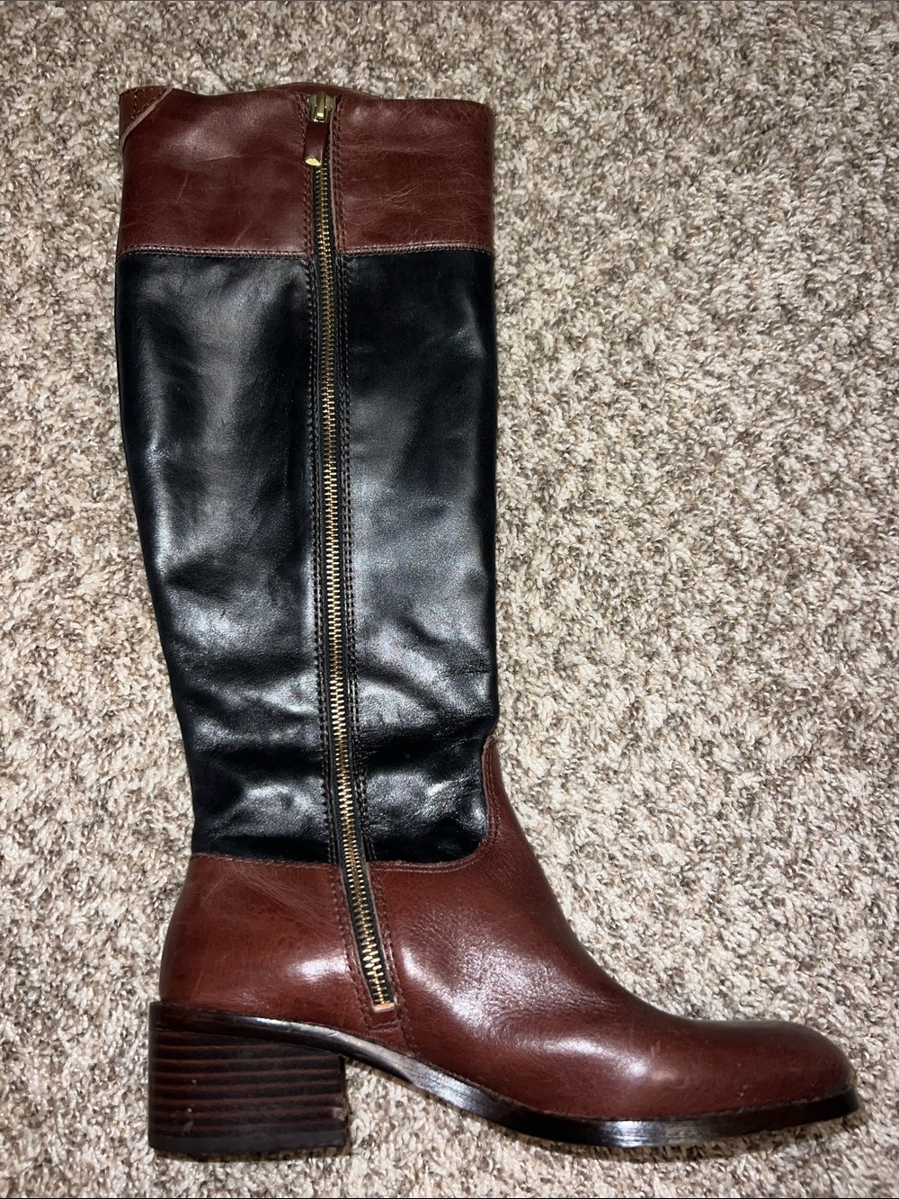 Vince Camuto Women's Two-Tone Brown and Black Leather Riding  Boots- Size 6 - Picture 12 of 13